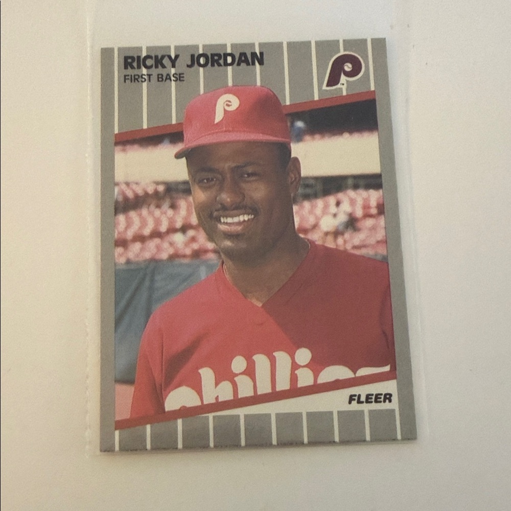 Fleer Baseball Card - Ricky Jordan in Red